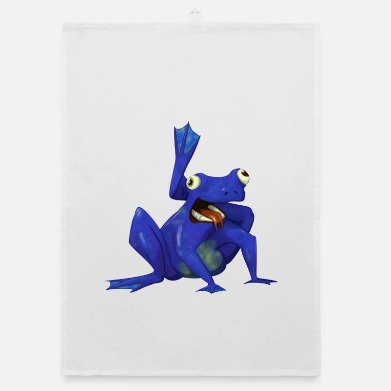 Yogi-Frosch - Organic Geschirrtuch - Weiß