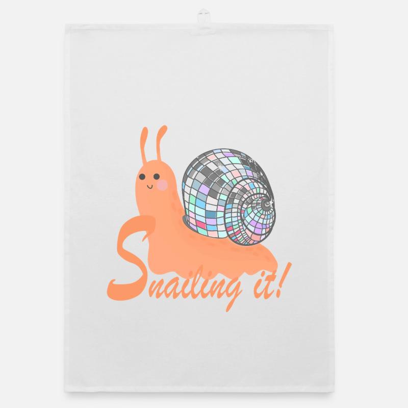 Escargot ! – Escargot coloré avec boule disco Torchon bio