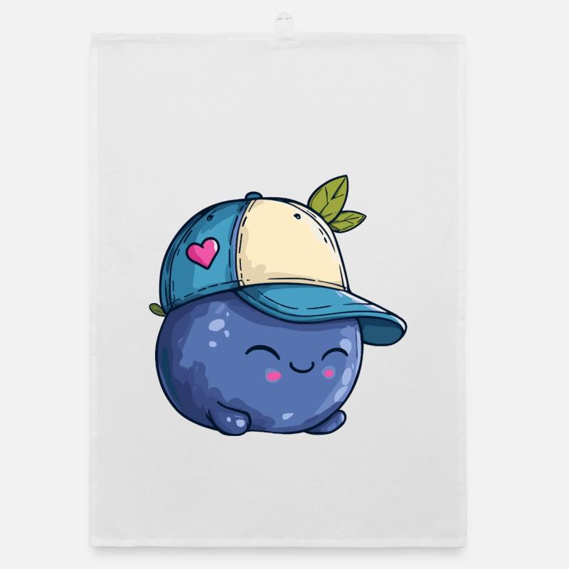 Kawaii Blaubeere mit Cap Organic Geschirrtuch