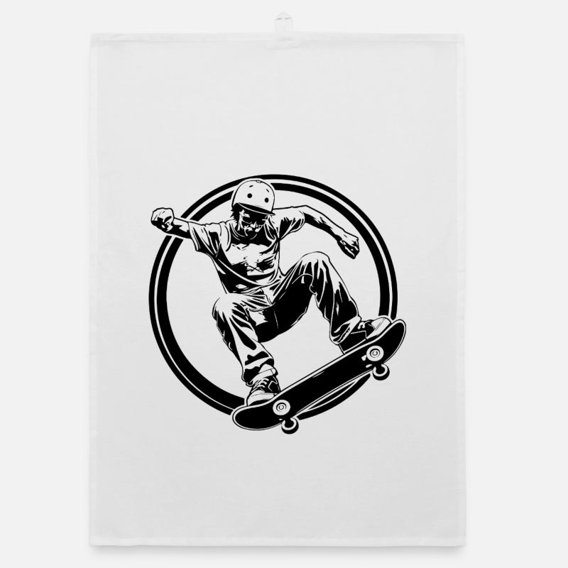 Skateboarding Man Skateboard Silhouette Organic dish towel