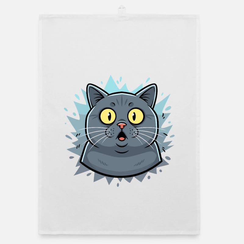 Portrait surpris de chat avec flashs Torchon bio