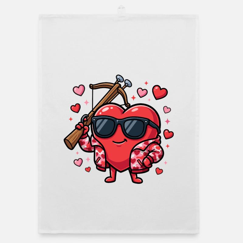 Funny Bowhunter Valentine's Day for Men Organic dish towel