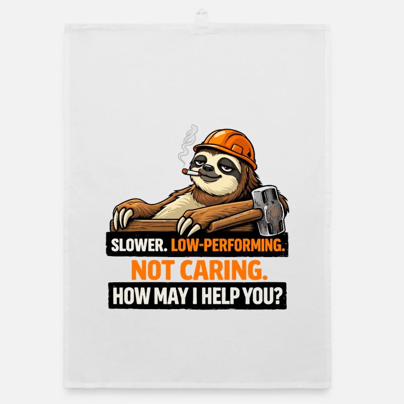 Sloth Builder: Not Caring, How May I Help? Organic dish towel