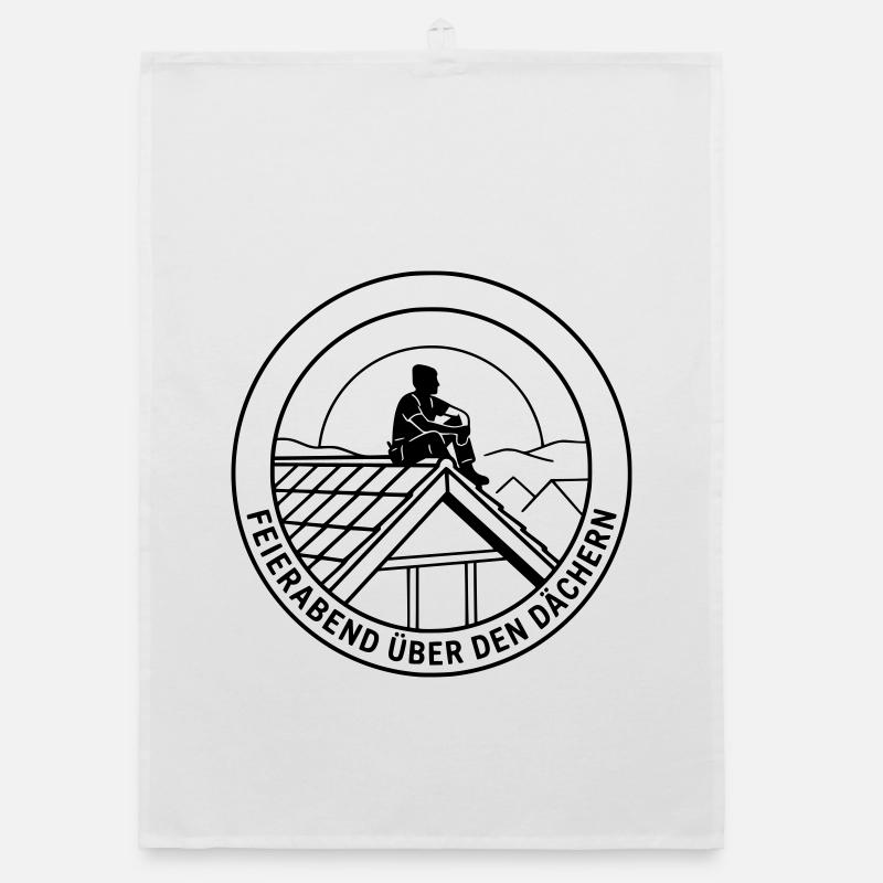 Dachdecker Feierabend über den Dächern Organic Geschirrtuch