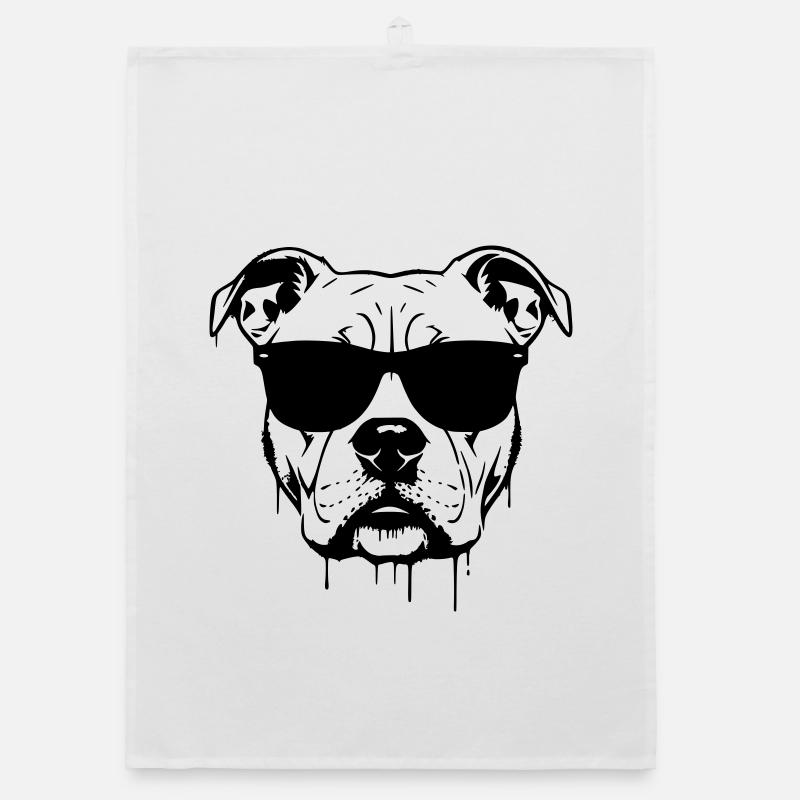 Pitbull Glasses Graffiti Organic dish towel