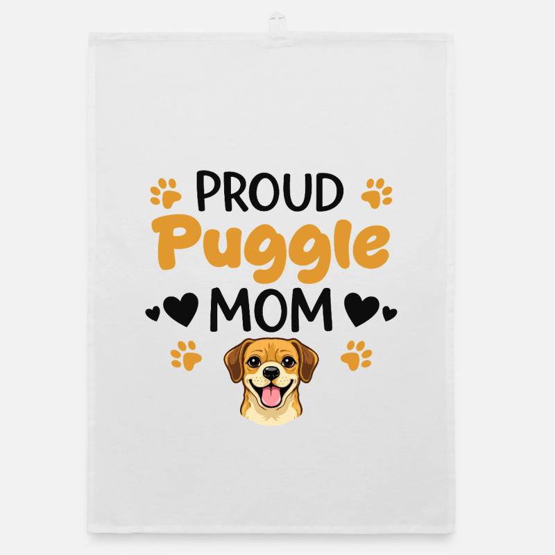 Stolze Puggle Mutter, Puggle Organic Geschirrtuch