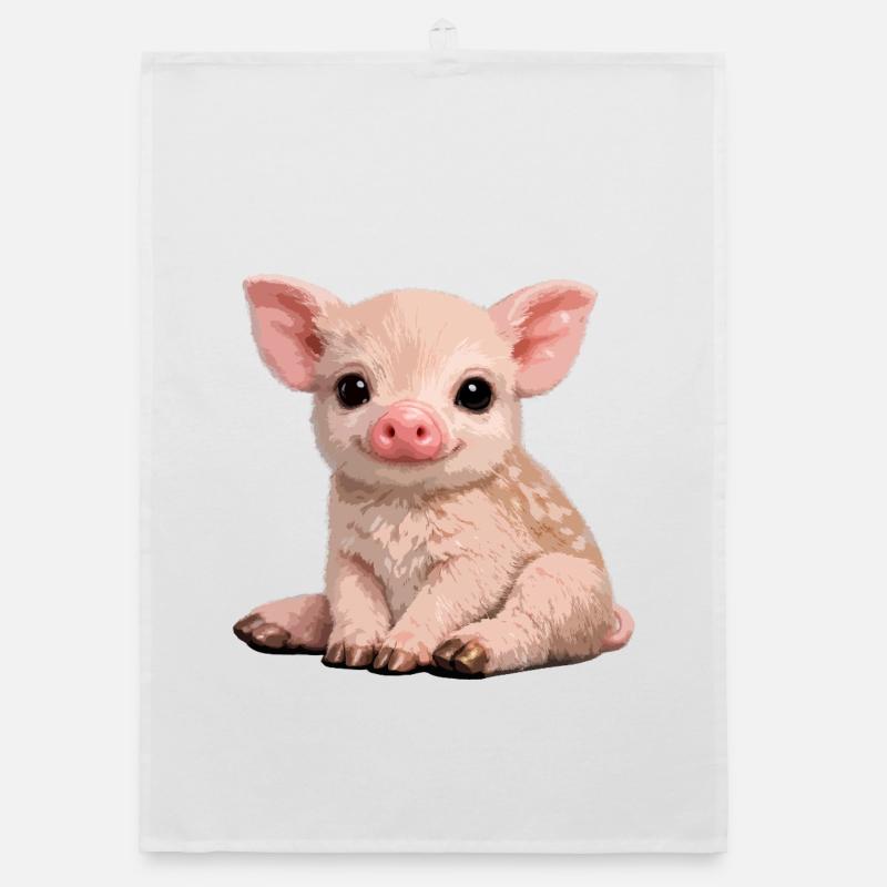 Piglet Cuddle Illustration Organic dish towel
