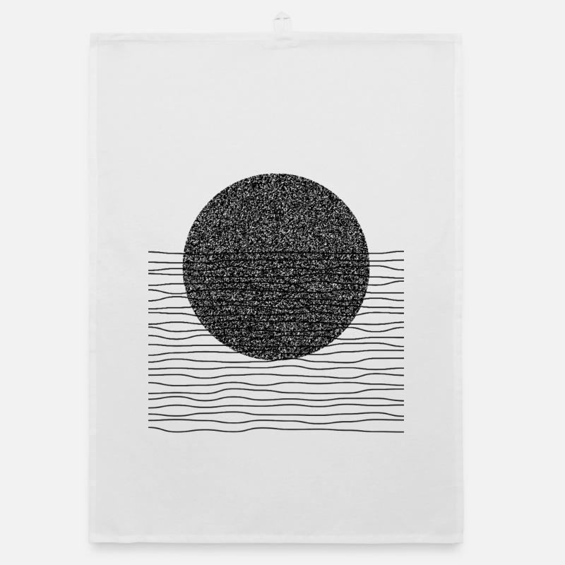 Bauhaus Circle and lines design Organic dish towel