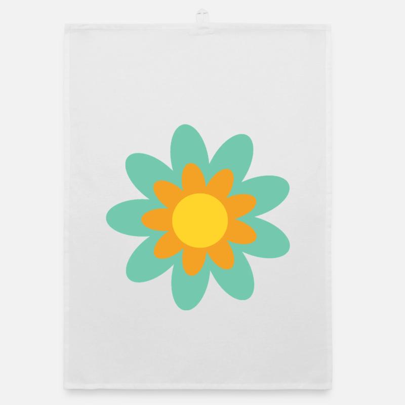 70s Flower Pattern Hippie Gift Organic dish towel