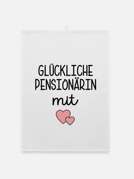 Herz - Glückliche Pensionärin - Organic Geschirrtuch - Weiß - Vorne