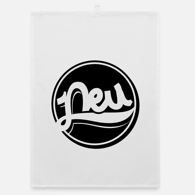 Neu Button, Störer, Neu, New Organic Geschirrtuch