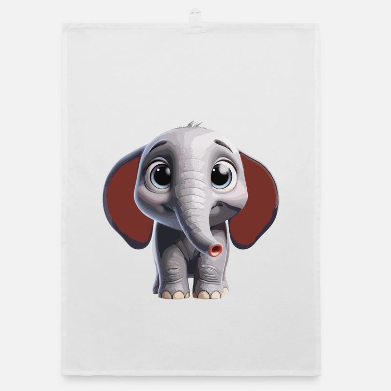 Cute Elephant Art Design Organic dish towel