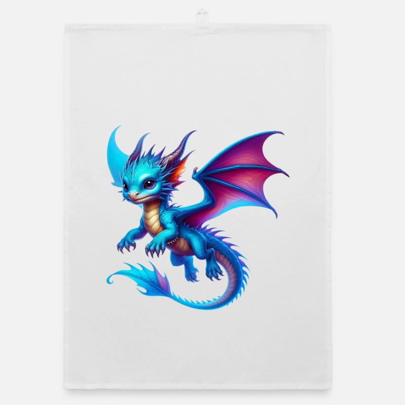 Drache - Organic Geschirrtuch - Weiß