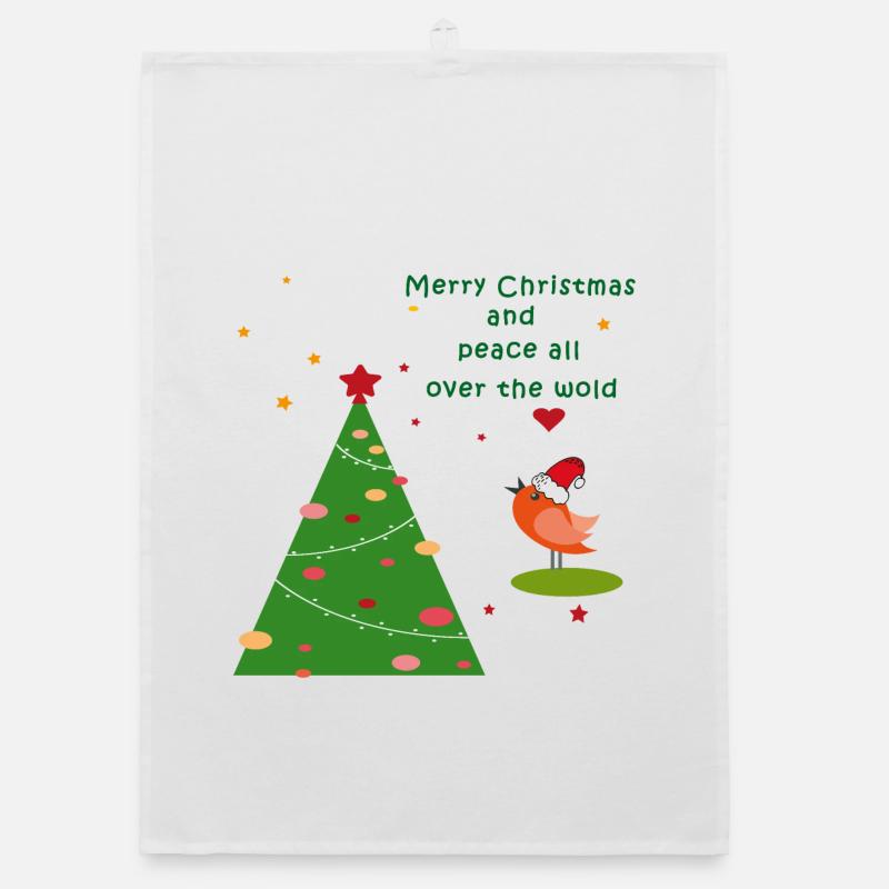 Merry Christmas - Organic Geschirrtuch - Weiß