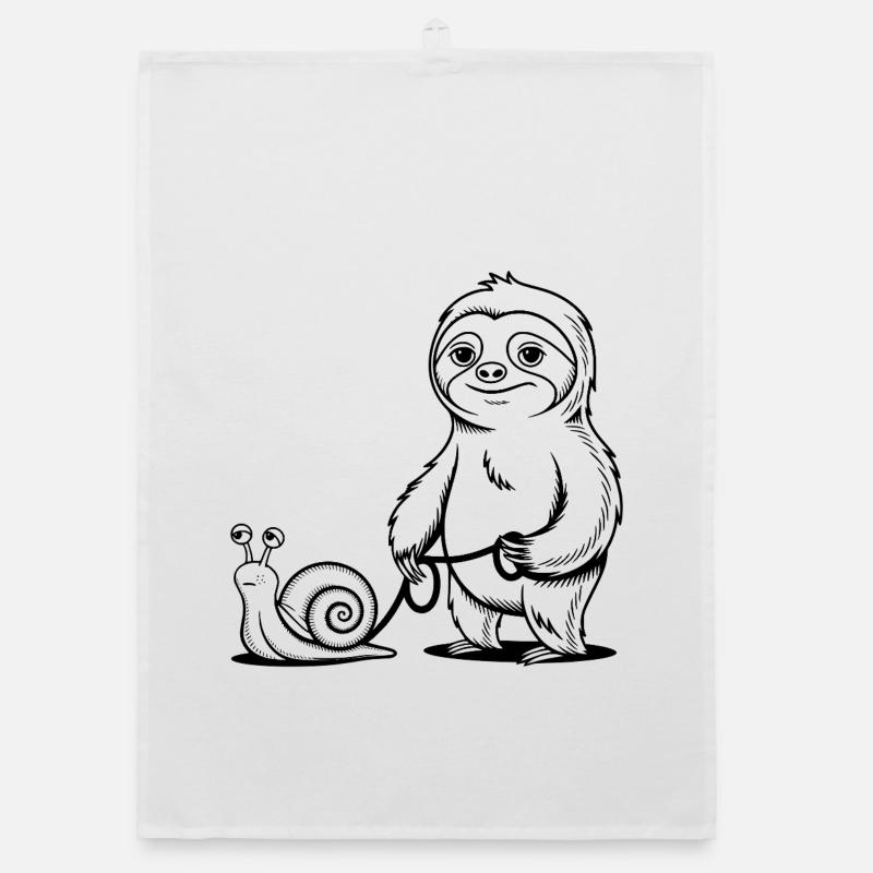 Sloth and Snail - Going for a Walk Organic dish towel