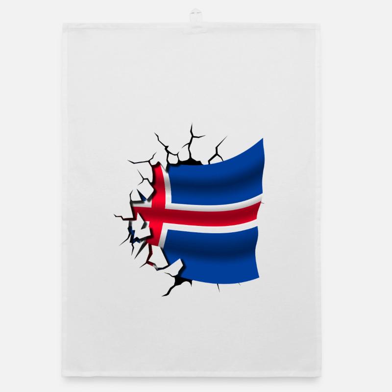 Drapeau de l’Islande - Islande - Drapeau Broken Design Torchon bio
