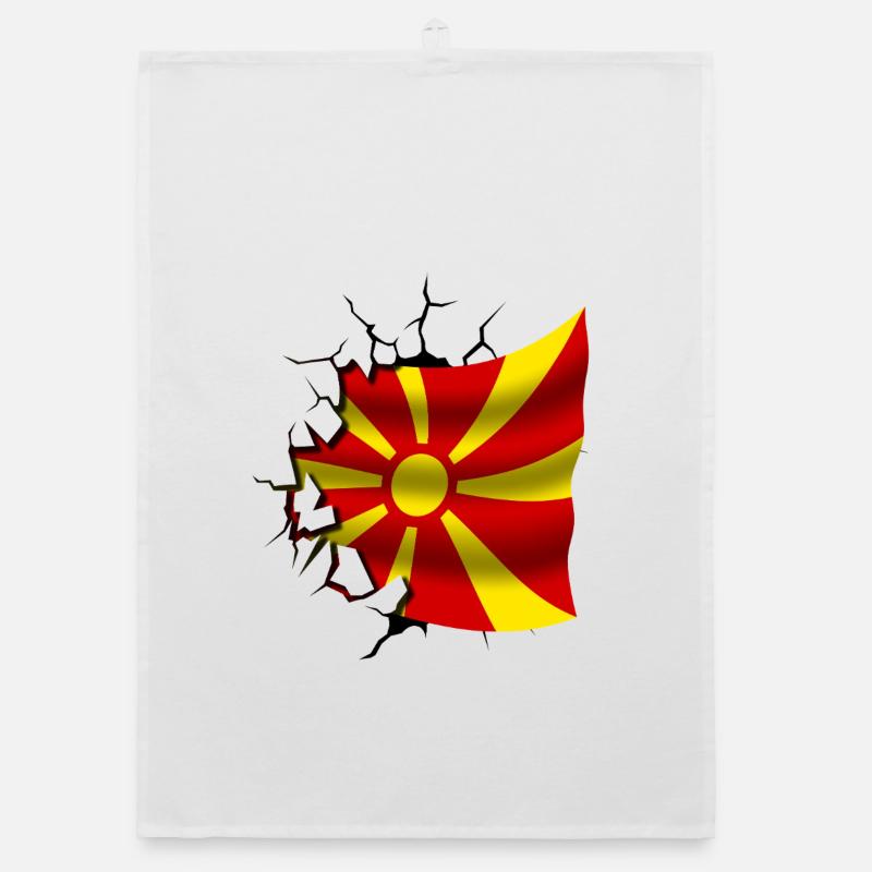 Drapeau de la Macédoine - Macédoine - Drapeau brisé Torchon bio