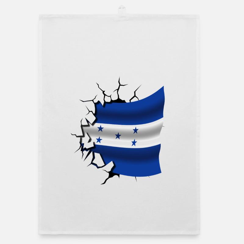 Drapeau du Honduras - Honduras - Drapeau Broken Design Torchon bio