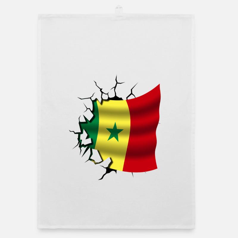 Drapeau du Sénégal - Sénégal - Drapeau Broken Design Torchon bio