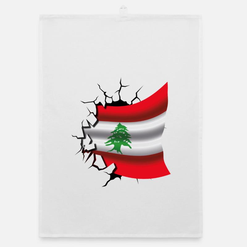 Drapeau du Liban - Drapeau Broken Design Torchon bio