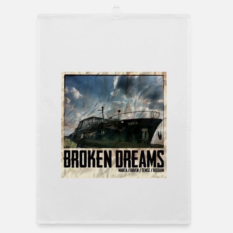 Dilapidated ship with sky background Organic dish towel