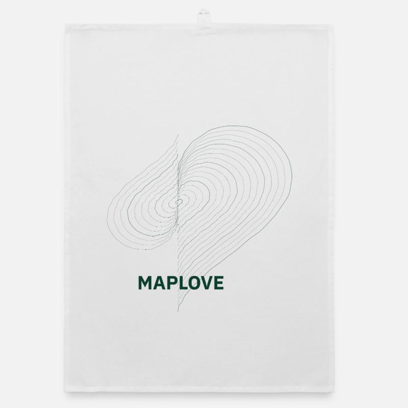 Geometric heart with map Organic dish towel