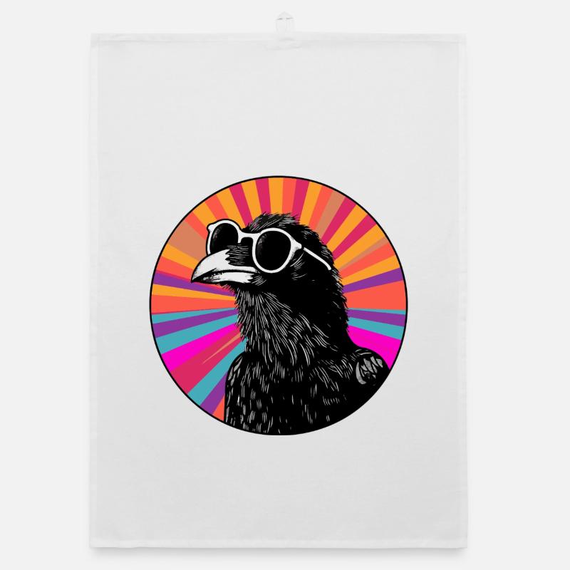 Bird with sunglasses and gradient Organic dish towel