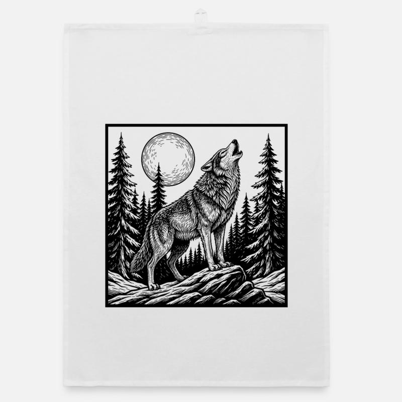 howling wolf Organic dish towel