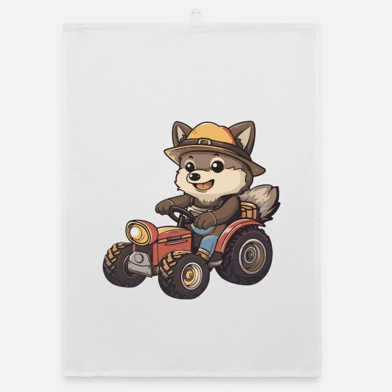 Wolf Tractor Farmer Organic dish towel