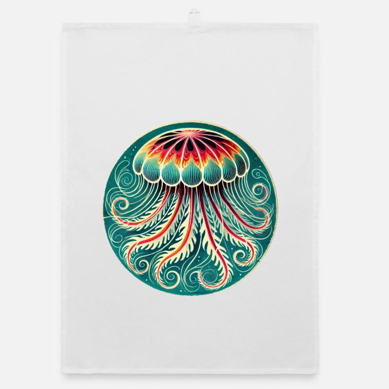 Vibrant Jellyfish Mandala Organic dish towel