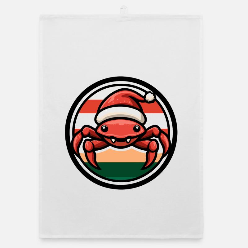 Weihnachtskrabbe im Feststil Organic Geschirrtuch