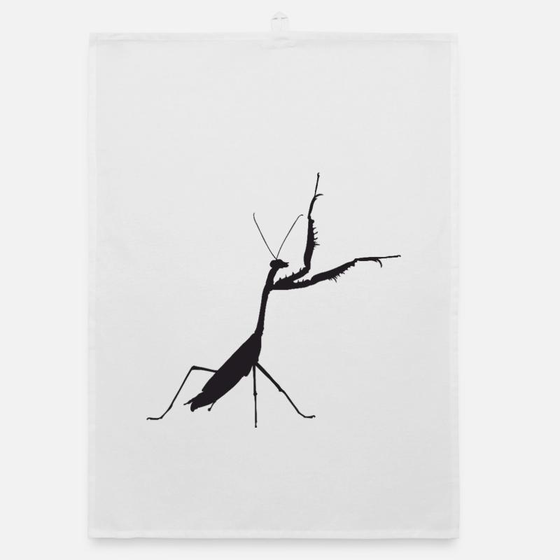Praying mantis black Organic dish towel