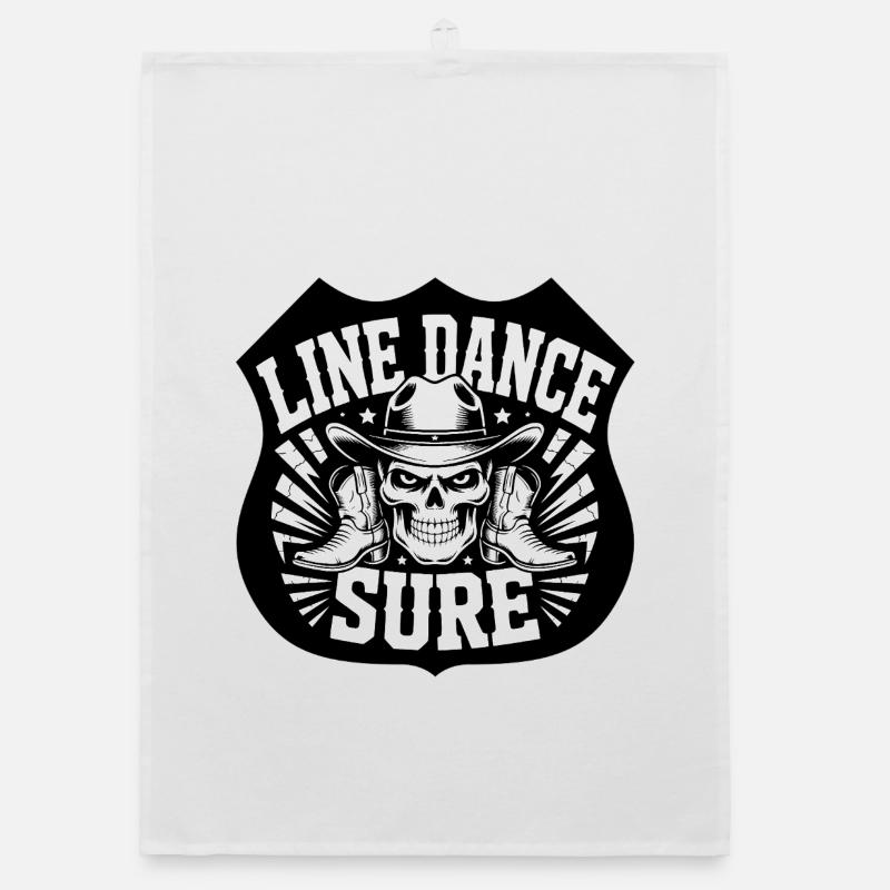 Line Dance Skull Boots Hat Organic Geschirrtuch