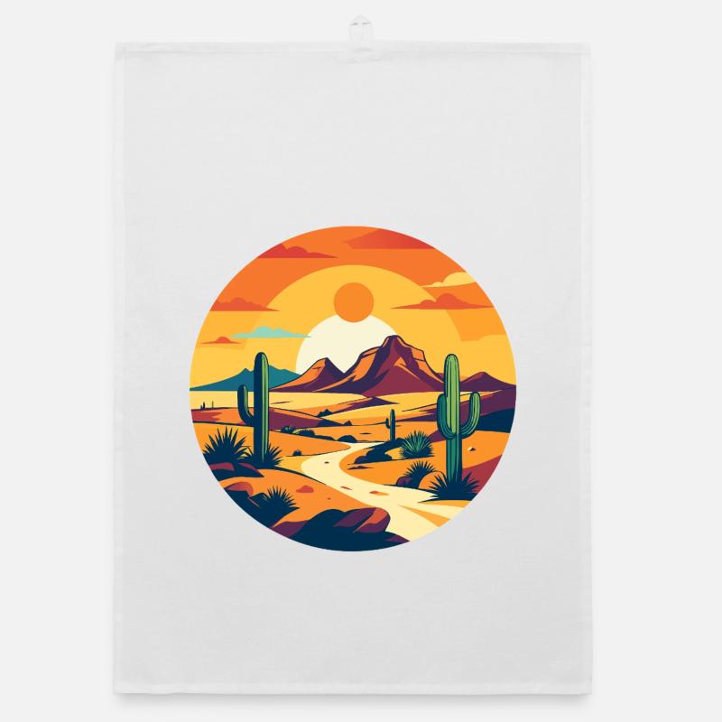 Desert Path Sunset Desert Landscape Motif Organic dish towel