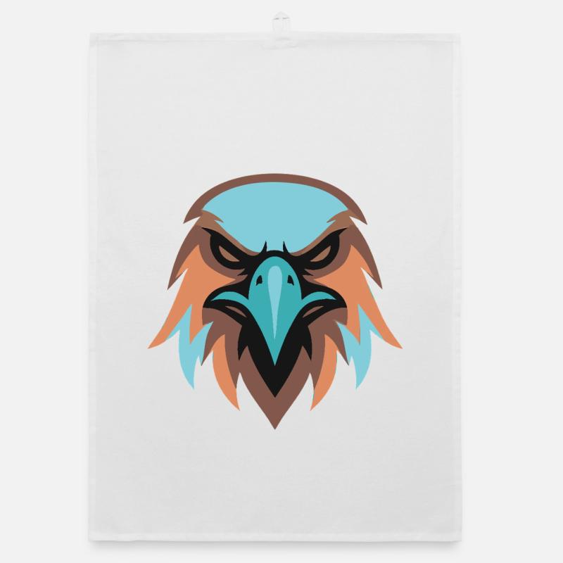 Eagle Head Turquoise Brown Organic dish towel