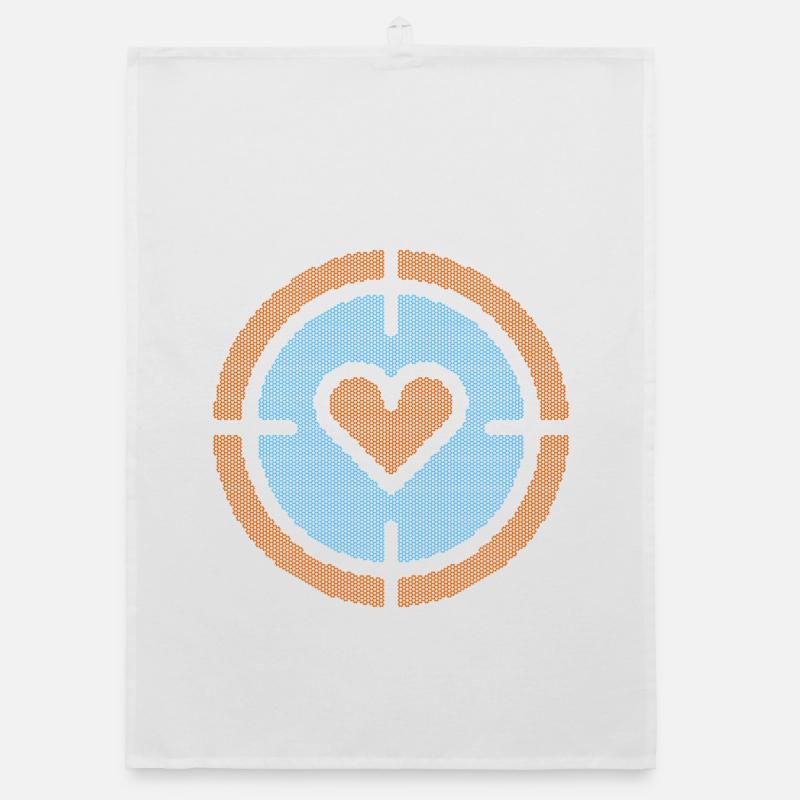 Heart in Target Emblem, atomic pattern - Organic dish towel - white