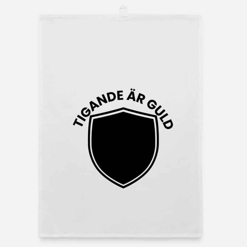 Shield emblem with curved text Organic dish towel