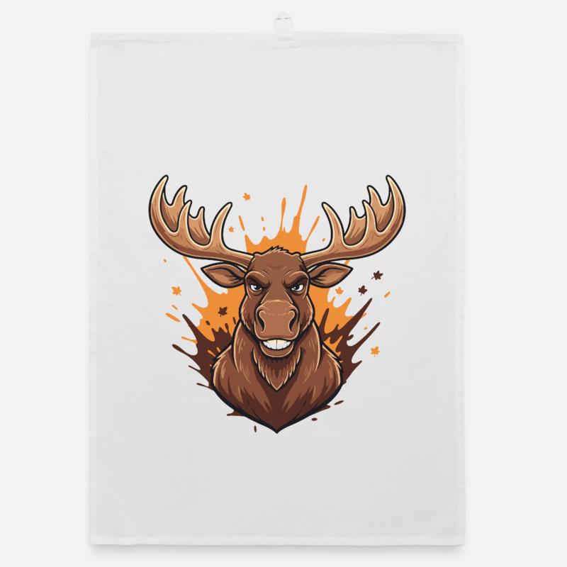Waldhirsch Feuer-Splash Organic Geschirrtuch