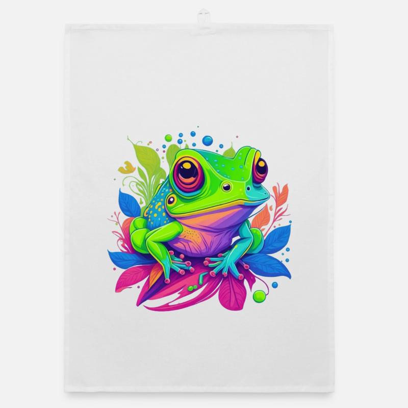 Regenbogenfrosch auf Blättern Organic Geschirrtuch