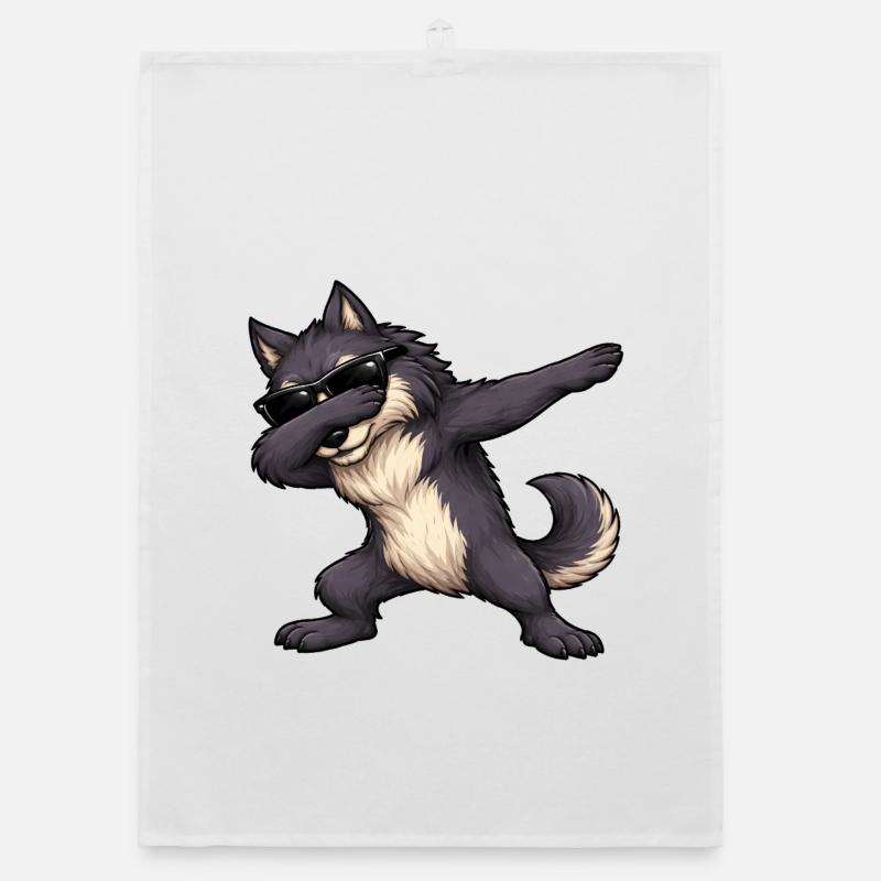 Dabbing Werewolf Organic dish towel