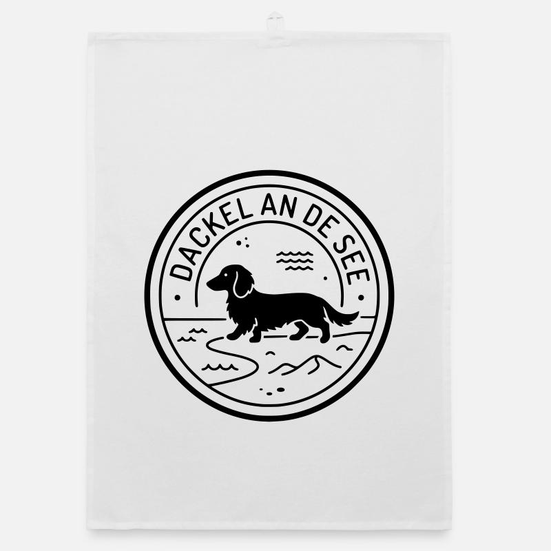 Dackel an de See Moin Platt Organic Geschirrtuch