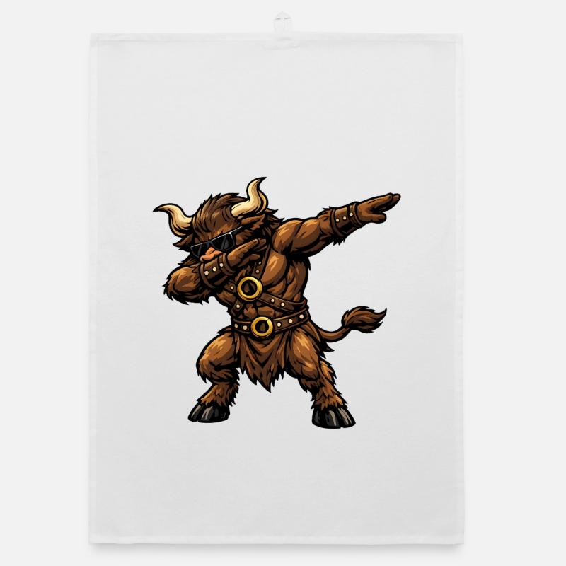 Dabbing Minotaur Organic dish towel