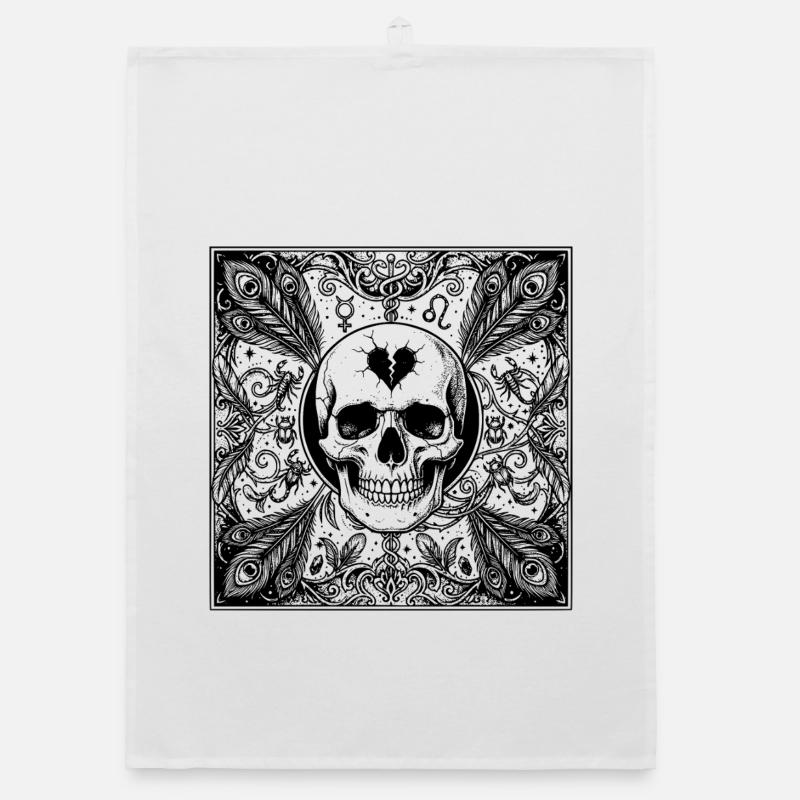 Gothic Scorpio Skull Occult Design Organic dish towel