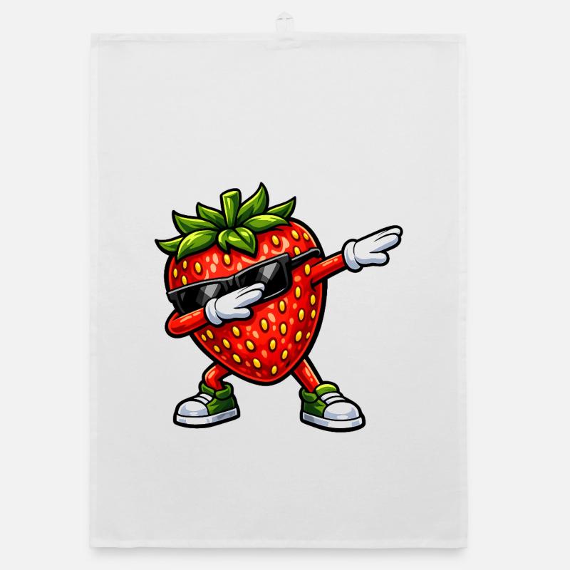 Dabbing Strawberry Organic dish towel