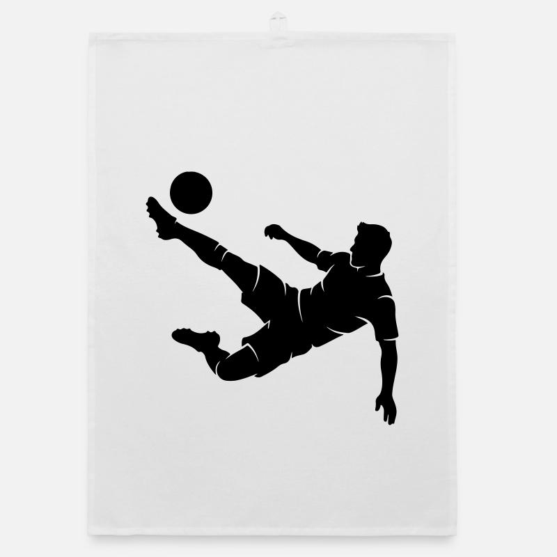 Silhouette de bicyclette du footballeur - Torchon bio - blanc