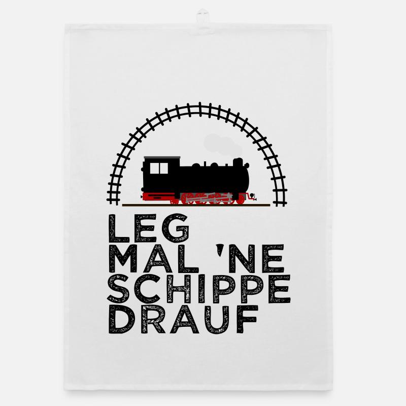 Dampflok Schiene Schippe drauf Kohle Organic Geschirrtuch