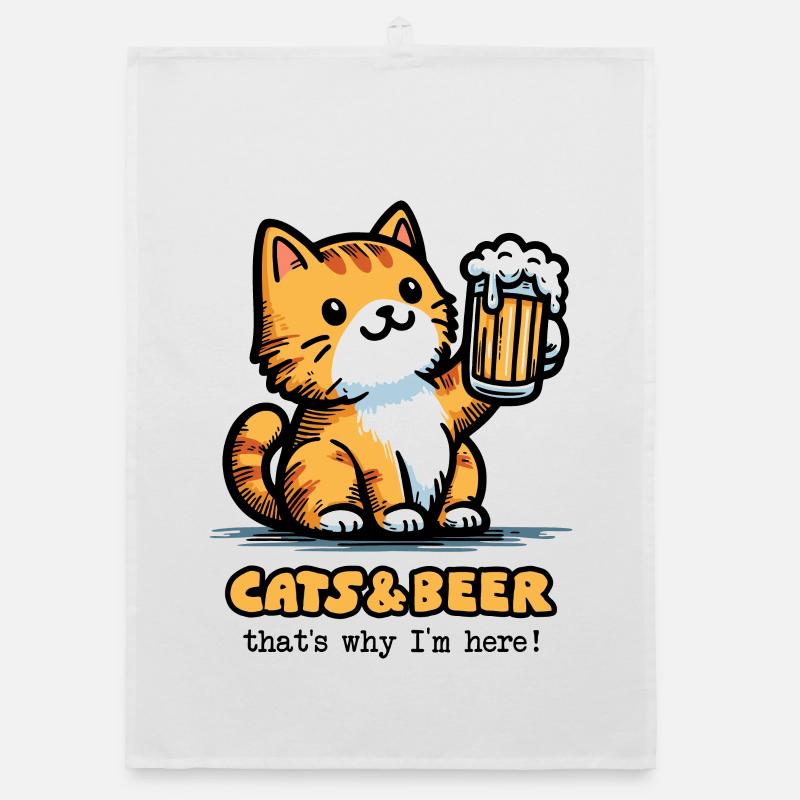 Cats and beer 2 Organic dish towel