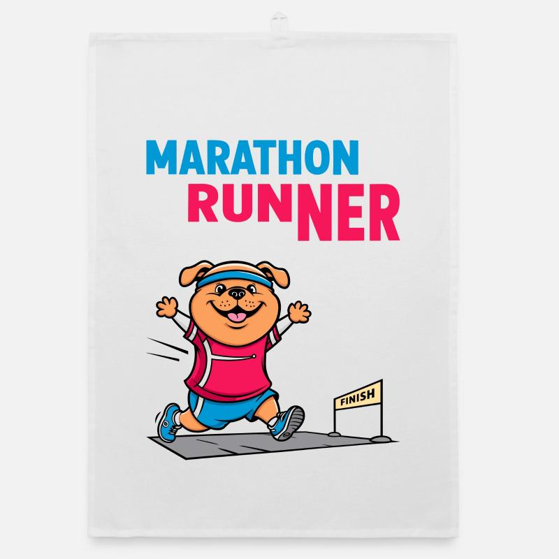Dog Marathon Runner Organic dish towel