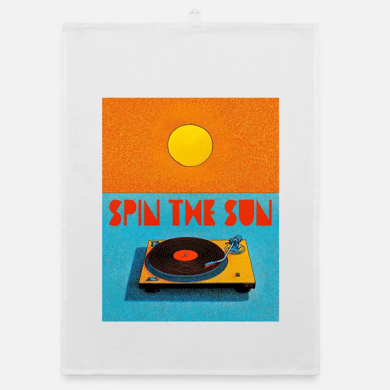 Vintage Turntable Under Sun Organic dish towel