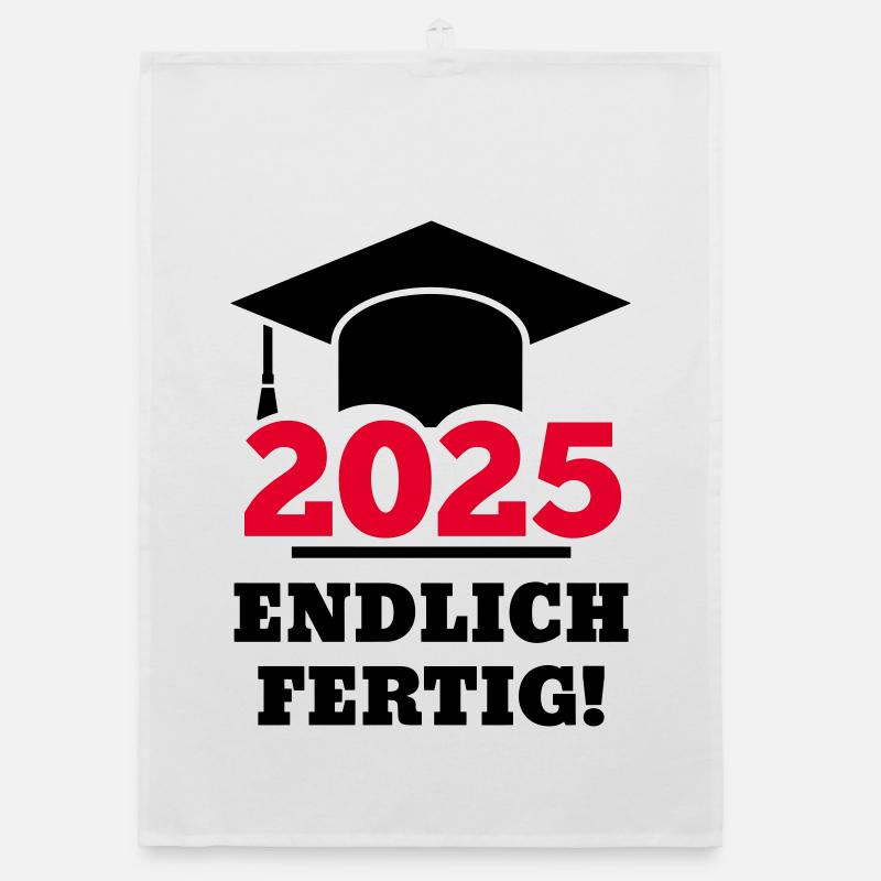Doktorhut 2025 Endlich Fertig Geschenk Studenten  - Organic Geschirrtuch - Weiß
